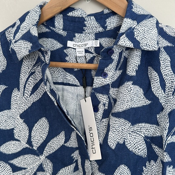 NWT Chicos size 2 Blue Leaf Print Dress - Picture 9 of 12